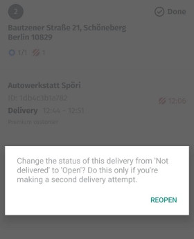 Reopen delivery