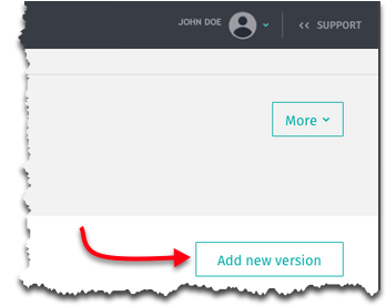 A screenshot of the create new version button on the pipeline listing page