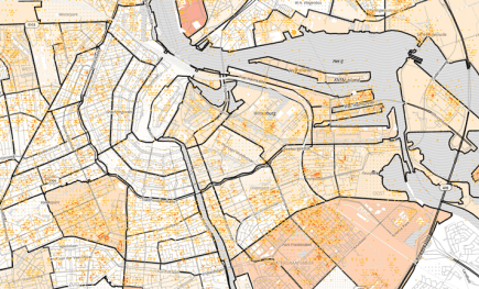 map of solar installations and trees in Amsterdam